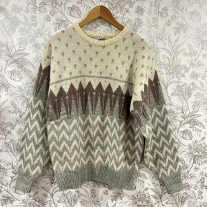 VTG Modz Wool Blend Fair Isle Knit Sweater Fisherman Crewneck Nordic Mens XL